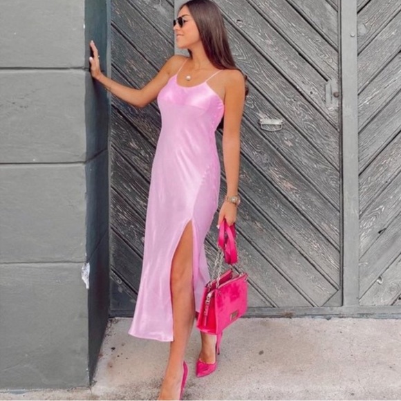 Zara blush satin slip dress - Picture 3 of 16